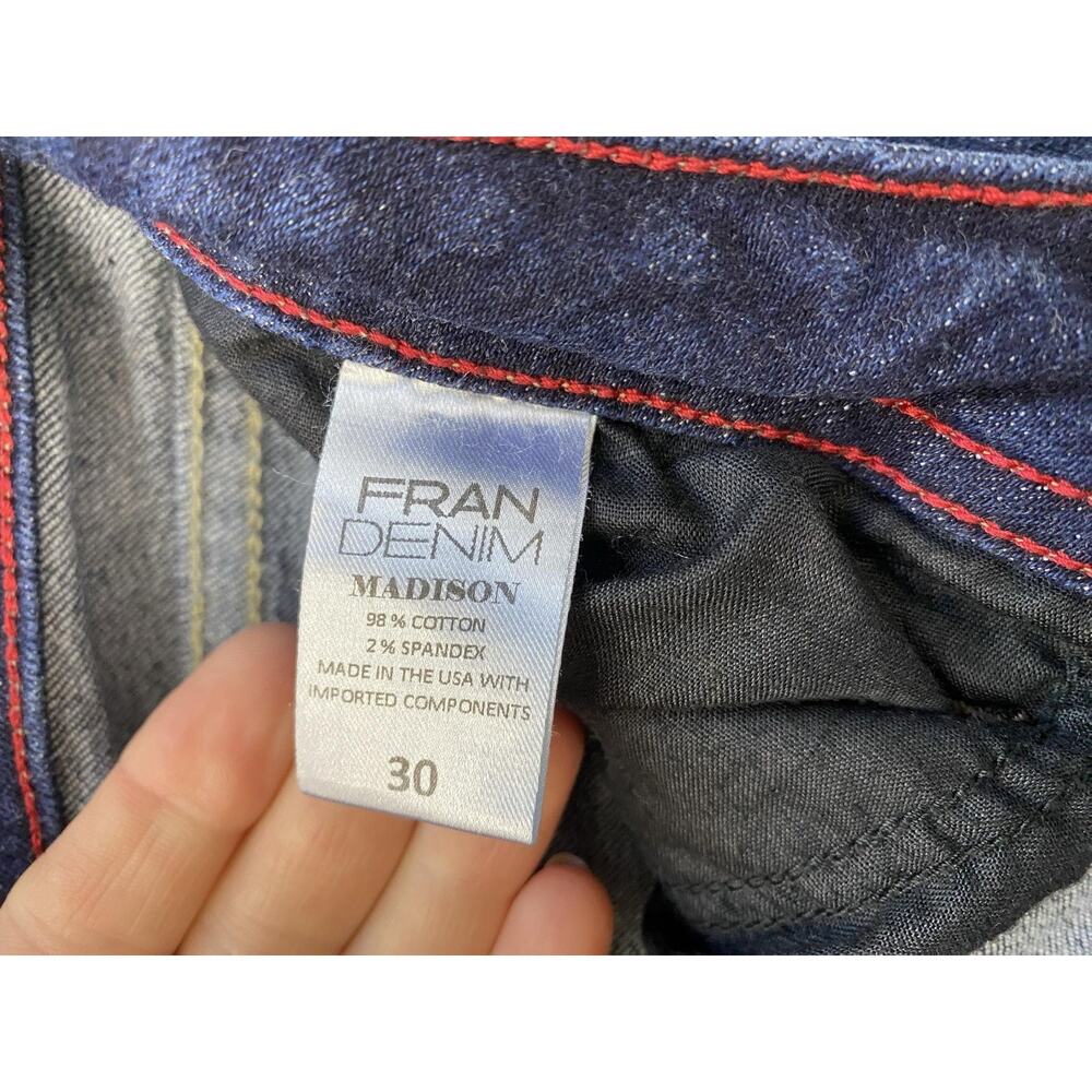Fran Denim Madison Jeans Womens 30 Dark Wash Mid Rise Straight Stretch 28x31 - Picture 11 of 12